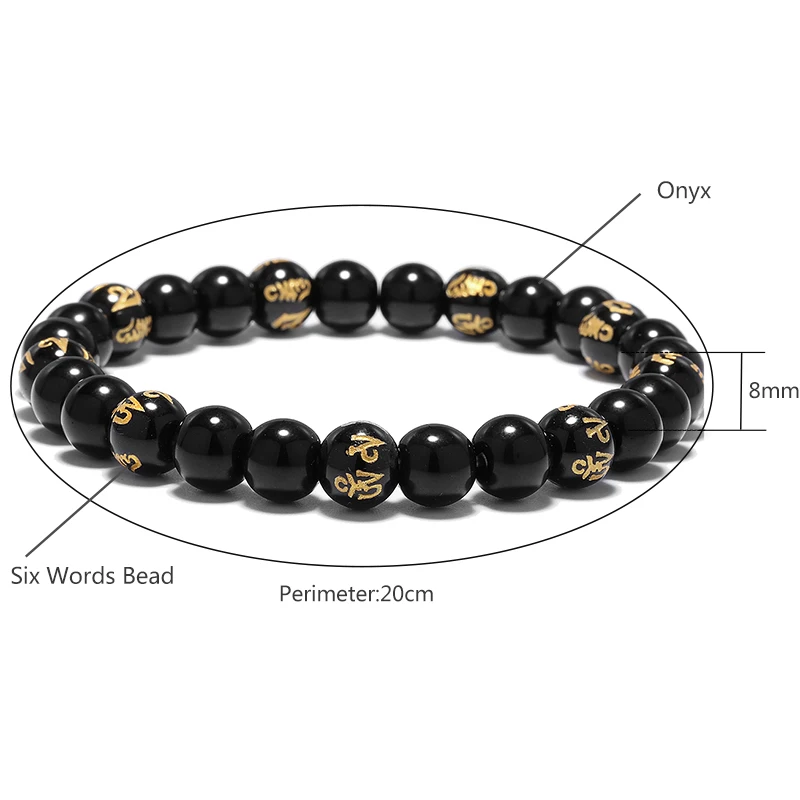 Браслет Noter из натурального обсидиана для мужчин и женщин Руны Для молитва йоги