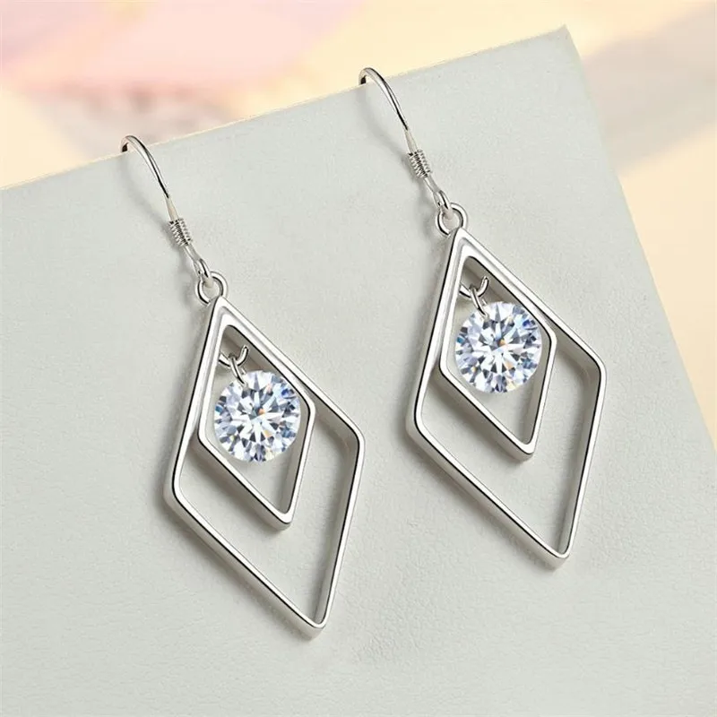 Everoyal Trendy Crystal Pink Drop Earrings For Women Accessories Fashion 925 Silver Girls Princess Jewelry Female Bijou | Украшения и