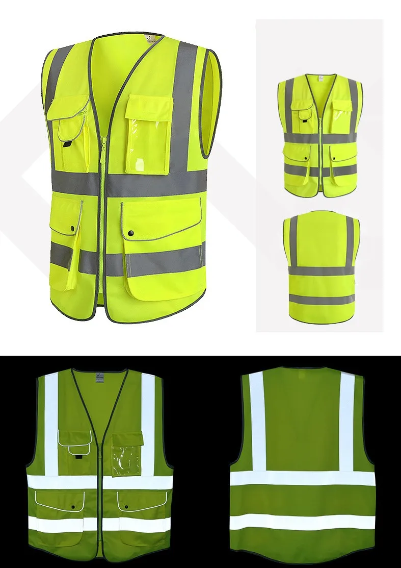 

Reflective Vest High Visibility Safety Clothing Multi pockets Fluorescent Clothes For Outdoor Working Running Cycling Sport