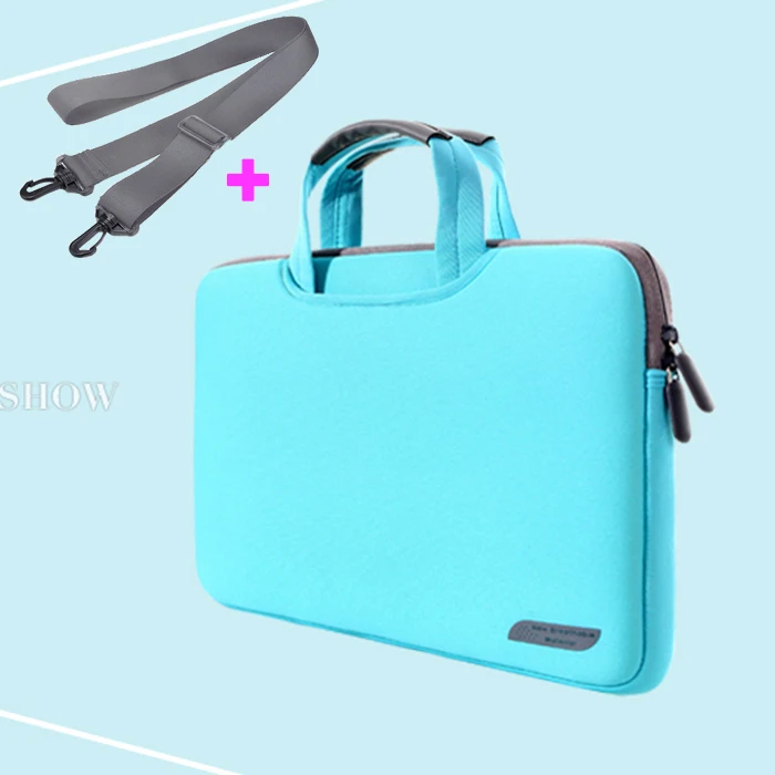 light blue with belt Owswin сумка для ноутбука 13 15 дюймов Сумка для ноутбука деловая сумка для Macbook Air 13 Чехол сумка для HP Lenovo Dell Xiaomi 15,6 - Цвет: light blue with belt