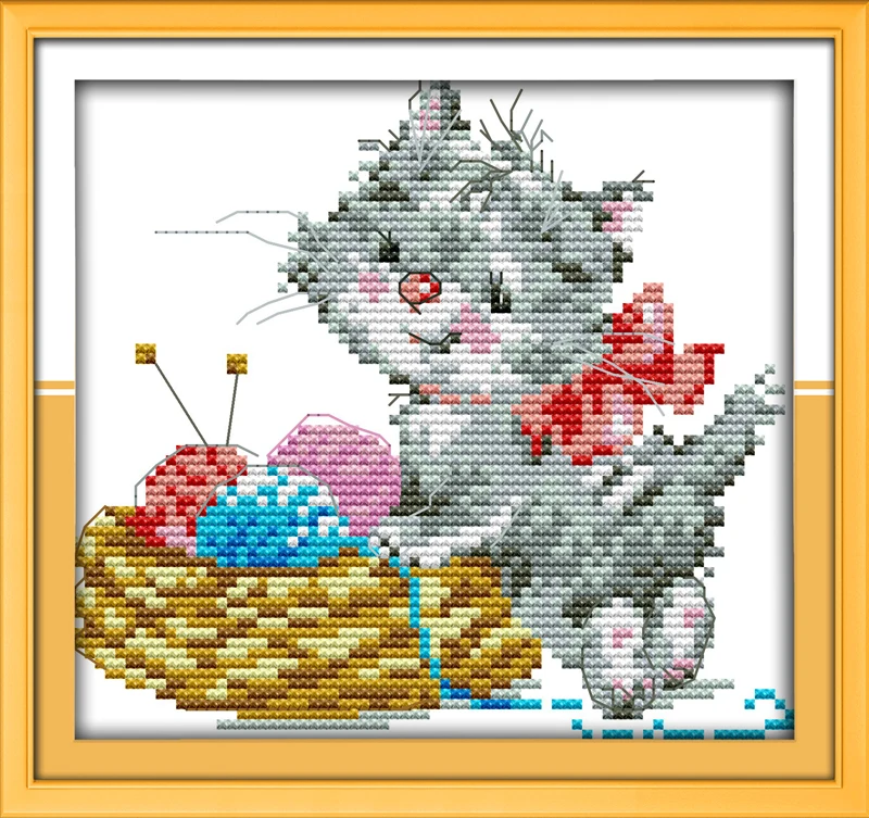 Вышитая кошка рассчитана на ткань DMC 14CT 11CT наборы для вышивки крестиком вышивкой