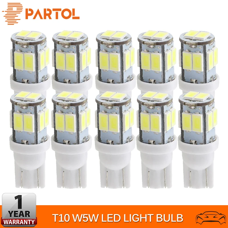 Partol 10 шт. светодиодный T10 указатели поворота W5W 5630 светодиодные лампы SMD фары