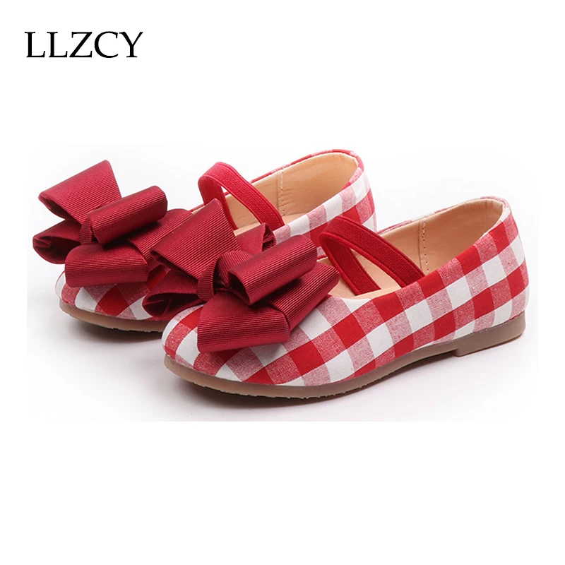 2019 Princess Shoes for girls Children shoes with bowtie Casual Cavans Flats Kids Dancing Baby | Детская одежда и обувь