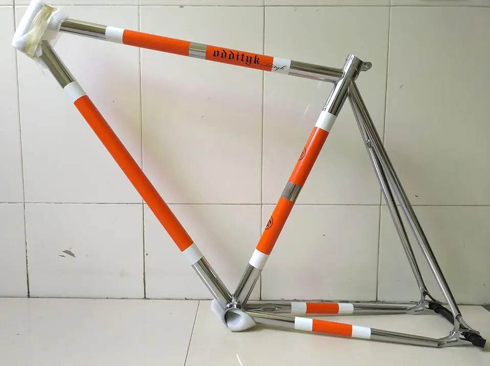 gray orange Крутая цена oddityk Crom стальной рисунок краска фиксированная зубчатая рама велосипеда - Цвет: gray orange