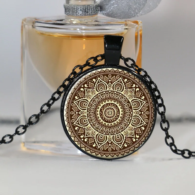 Ожерелье из стекла и кабошона для йоги бронзовое серебряное ожерелье женщин