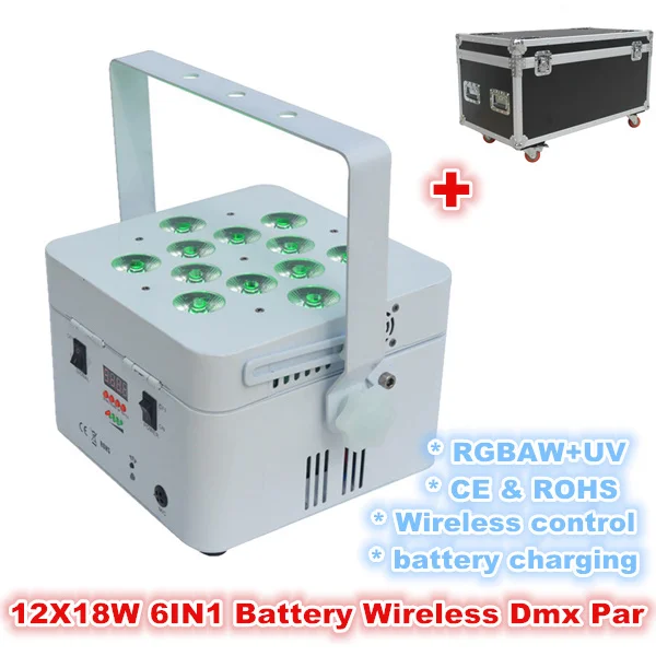 Светодиодная лампа для мытья (12 шт. + 2 чехла зарядки) 12X18w RGBAW UV led Par Беспроводная