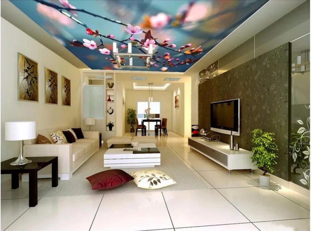 

3d room wallpaper custom photo beautiful flowers and peach blossoms ceiling home decor 3d wall murals wallpaper for walls 3 d