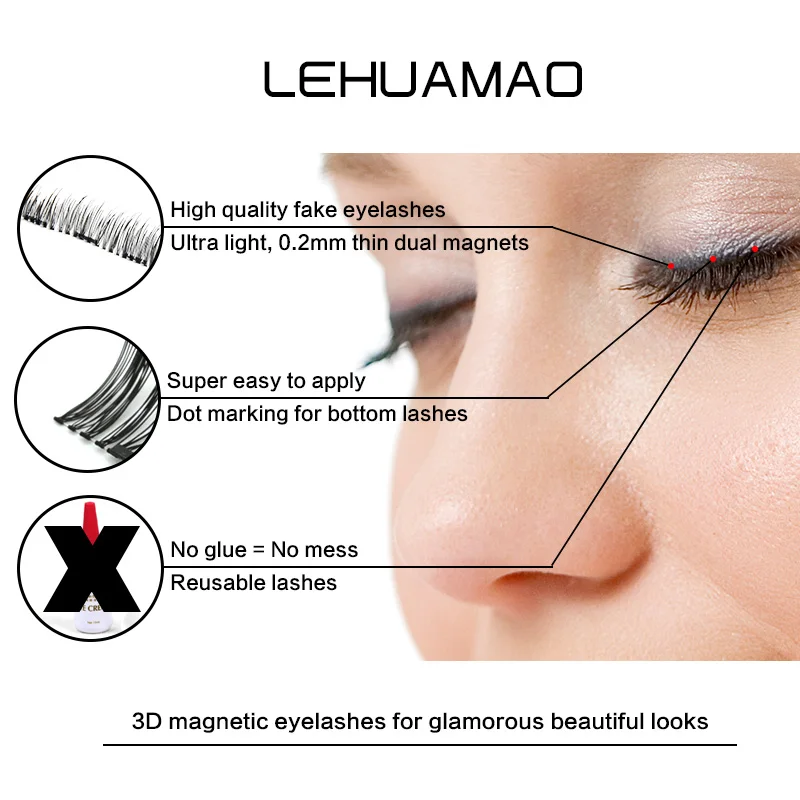 Eyelashes Mink False 3 Magnets Handmade Eye Lash Extension Tools Magnet Eyelash Woman Makeup Supplies | Красота и здоровье