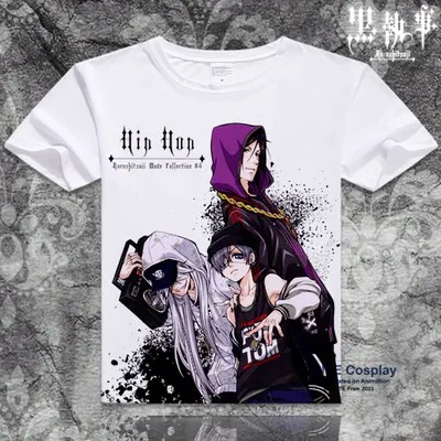 Аниме Черный дворецкий футболки Ciel Phantomhive Забавные футболки Себастиан Микаэлис с коротким рукавом печати Топы Футболка с Элизабет - Цвет: 12