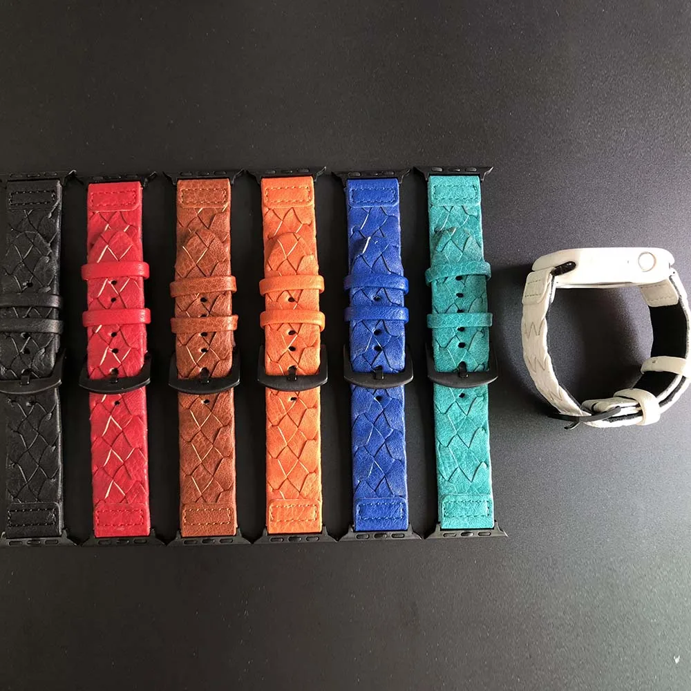 Мужской/женский Кожаный Плетеный ремешок для Apple Watch, ремешок 40 мм, 44 мм, серия 4, высококачественный браслет для Iwatch, серия 3, 2, 1, 38 мм, 42 мм