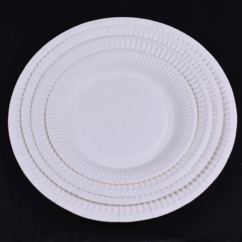 Hot Soild White Colors Disposable Paper Plates and Cups for Birthday DIY Painting Christmas Halloween | Дом и сад