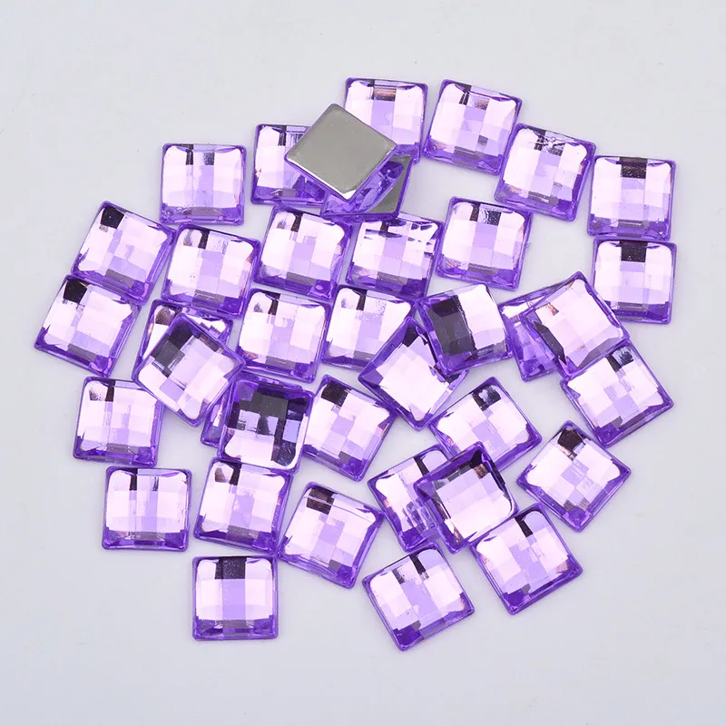 Light Purple JUNAO 8 10 12 14 16 мм Черные Квадратные Стразы акриловые плоские задние камни не кристаллы для шитья аппликация Facet камни для декора рукоделия - Цвет: Light Purple