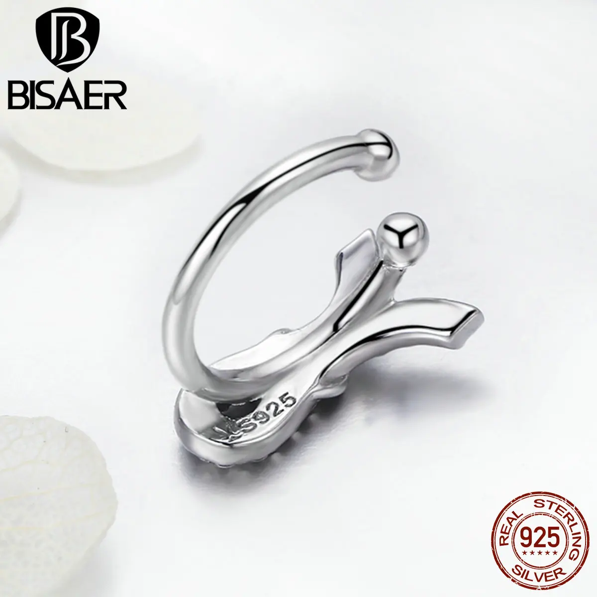 BISAER, богемский стиль, 925 пробы, серебряные, простые серьги-клипсы для женщин, модные самодельные Украшения, Аксессуары ECE085