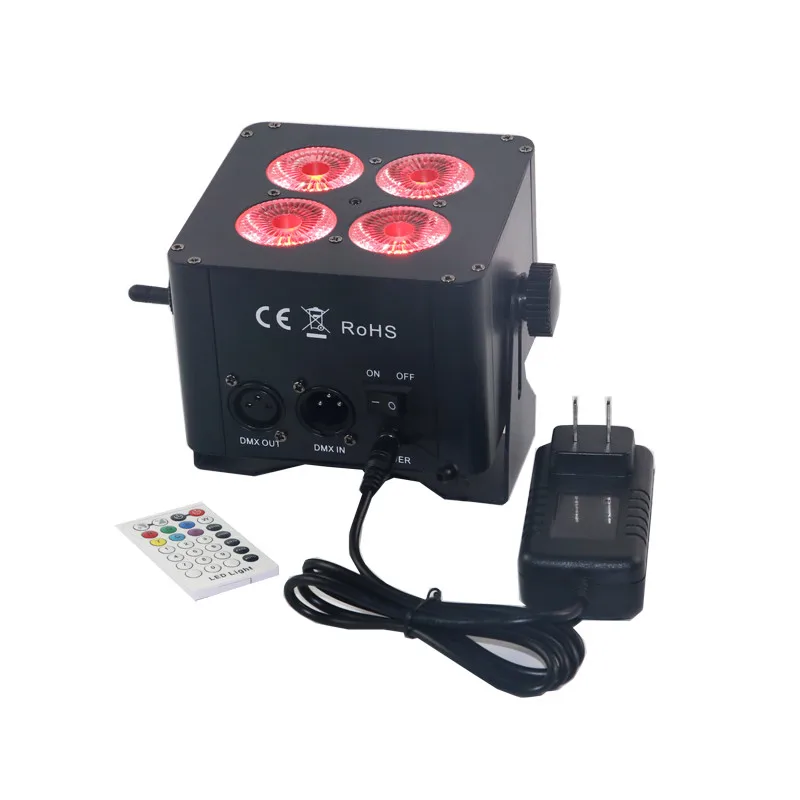 Черный цвет dj Мини par led батарея 4led 18 Вт мини беспроводной DMX свет с ИК пультом