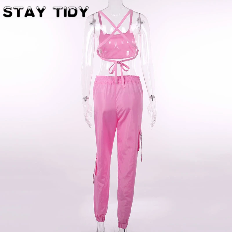 STAY TIDY/Повседневная розовая спортивная одежда комплект из 2 предметов женская