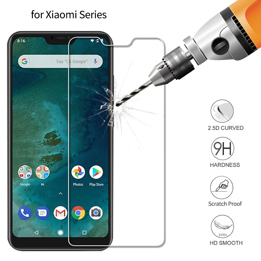 Защитное стекло закаленное для Xiaomi Mi A2 Lite/Mi A1/A2/Pocophone F1/Redmi 6 Pro/5 Plus/Note 4X/5A