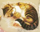 Вышивка сделай сам 32*32 см, Набор для вышивки крестиком, картина для подарка с изображением милого спящего кота и животного
