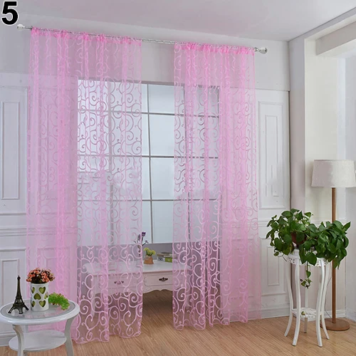 Romantic Floral Vine Voile Tulle Door Window Curtain Fabrics Organza Sheer Panel Treatment Drop Shipping | Дом и сад