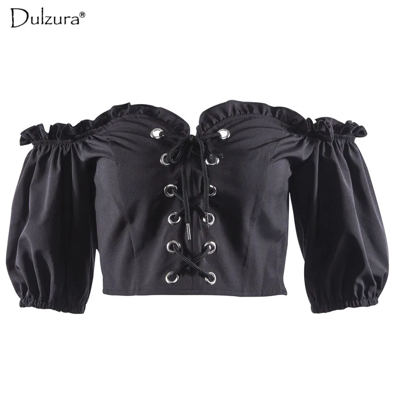 Женская укороченная футболка HAWTHAW на шнуровке с открытыми плечами коротким