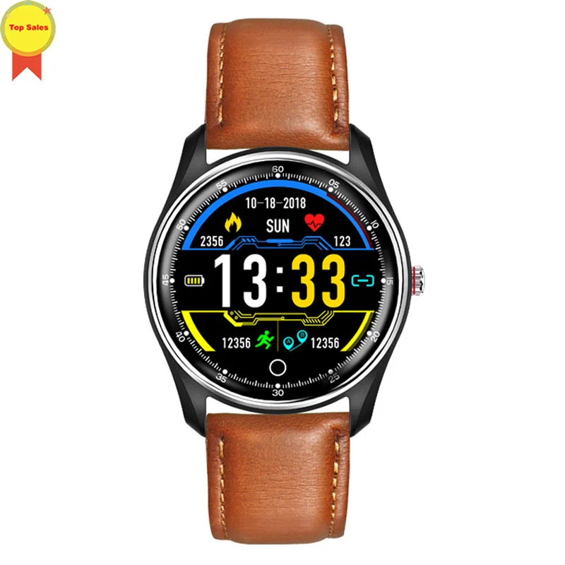 brown leather Высококачественные ЭКГ PPG умные часы электрокардиограф часы ЭКГ монитор сердечного ритма кровяное давление спортивные умные часы для IOS Android - Цвет: brown leather