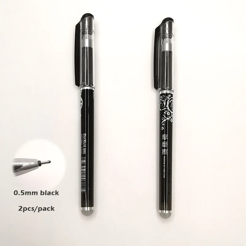 0.5mm black 2pc Стираемая гелевая ручка 0,5 мм 0,35 мм ручка поставки шариковые ручки гладкие линии до конца страницы Волшебная нейтральная ручка для письма - Цвет: 0.5mm black 2pc
