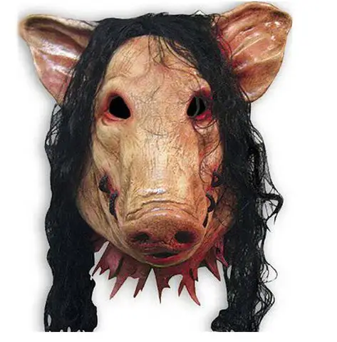 Новинка 2016, страшная маска в виде свиньи пилы 3, взрослая маска на все лицо с животными, латексная маска для маскарада со страшными волосами, маска на голову свиньи