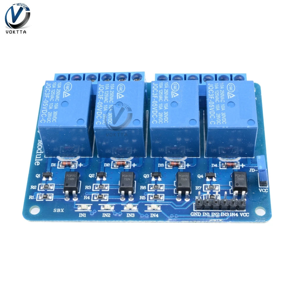 4 канальная плата управления реле 5 В для Arduino с оптопарным таймером тепловое