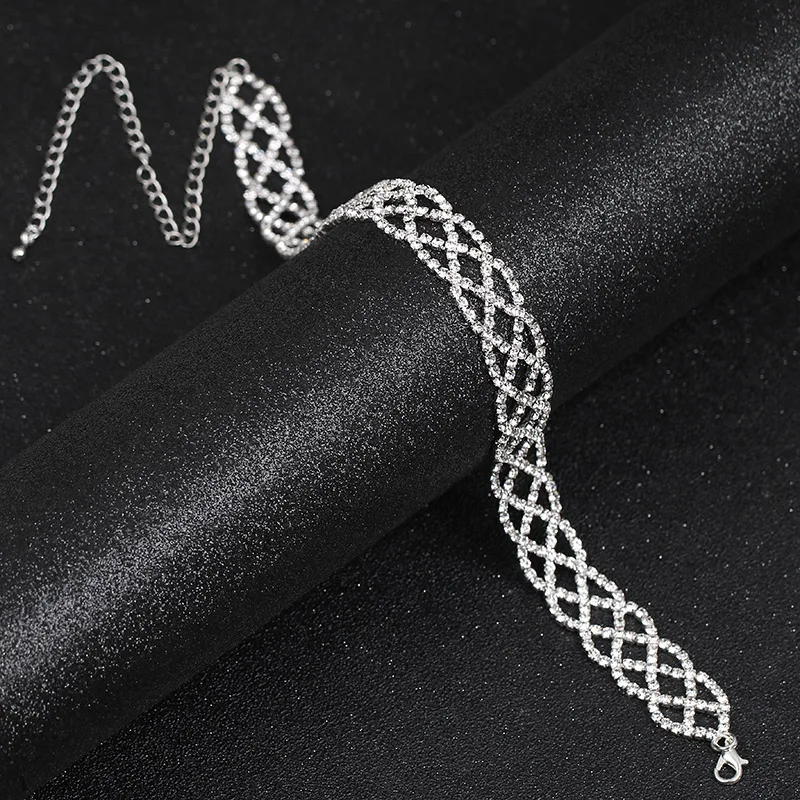 TREAZY Сияющий Украшенные стразами себе Chokers ожерелья для Для женщин геометрический Воротник Колье Мода Свадебная вечеринка ювелирные изделия