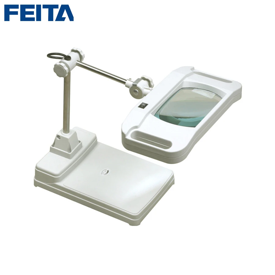 FT-86H 5X/10X Optical Transparent Glass Magnifier with LED Lamp (Latest) Table Type Industrial Magnifying Bai Bo | Инструменты