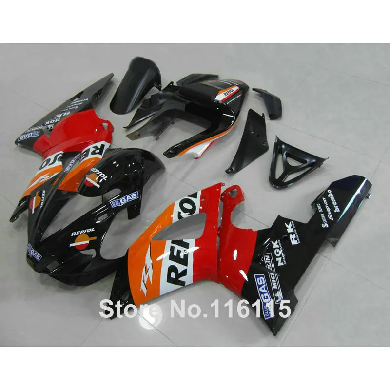 

fit for YAMAHA YZF R1 2000 2001 red black REPSOL ABS customize fairing kit R1 00 01 fairings set full injection 1496