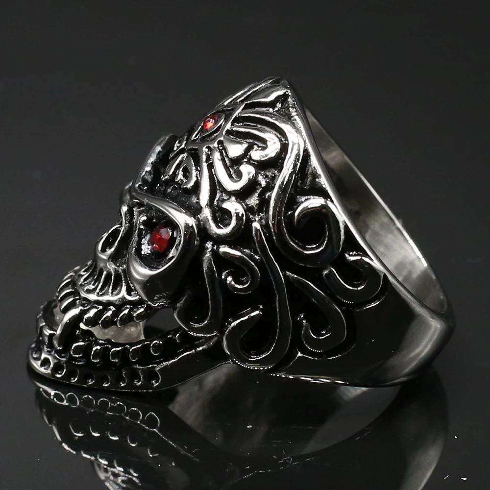 Мужское готическое кольцо с черепом и красными глазами в стиле ретро 316L