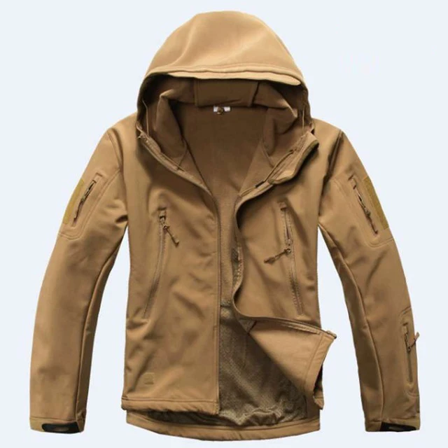 tan jacket T A D Акула кожа флисовая куртка мужская тактическая куртка водонепроницаемая ветрозащитная охотничья военная куртка брюки - Цвет: tan jacket