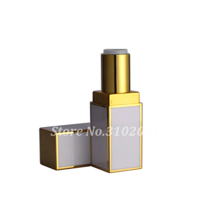 

10/20/50pcs Top Grade Black/White Square Lipstick Tube with Gold Line Metal Lip Balm Pipe Shell DIY Mouth Lip Rouge Container