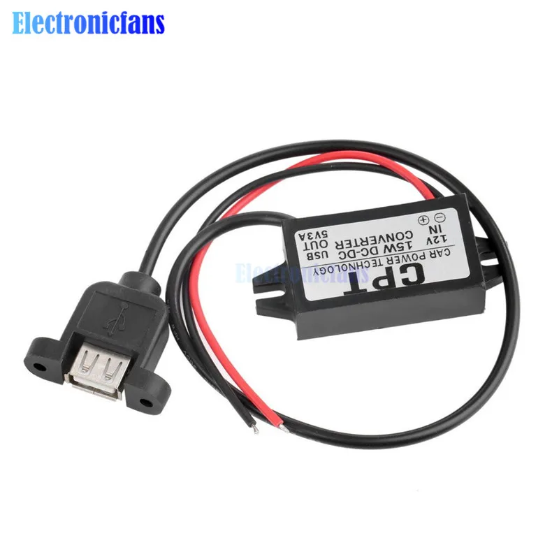 

DC-DC Car Power DC 12V To 5V 3A 15W Converter Module Single USB Output Step Down Power Adapter For Car