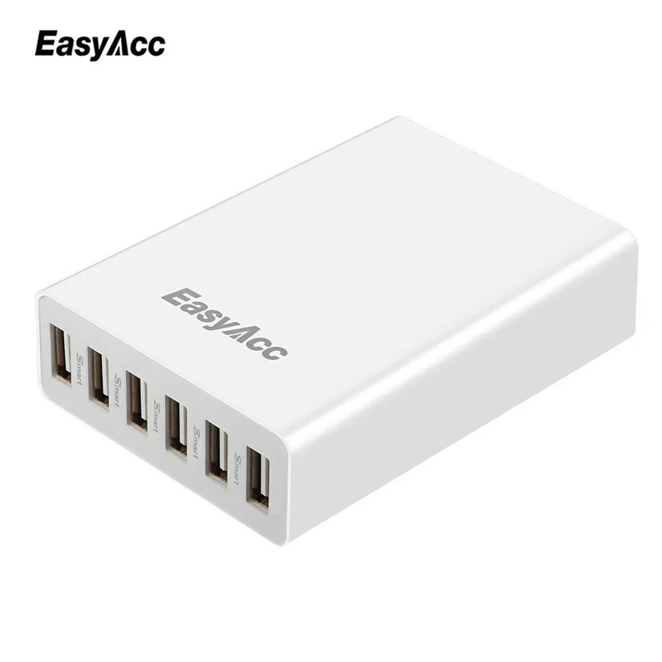 EasyAcc 50 Вт 5В 10А 6-портовое USB настольное зарядное устройство портативное для