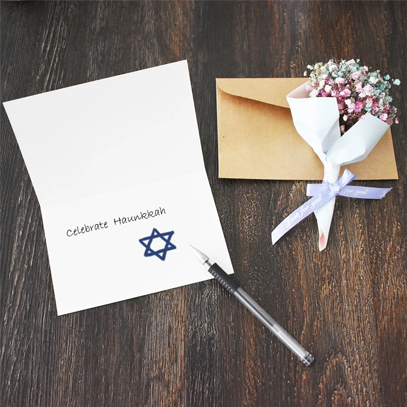 6 шт Happy hanukkah гексаграмма евр Спасибо карты с конвертом наклейки на заказ заметки карта пустой внутри поздравительная открытка подарки