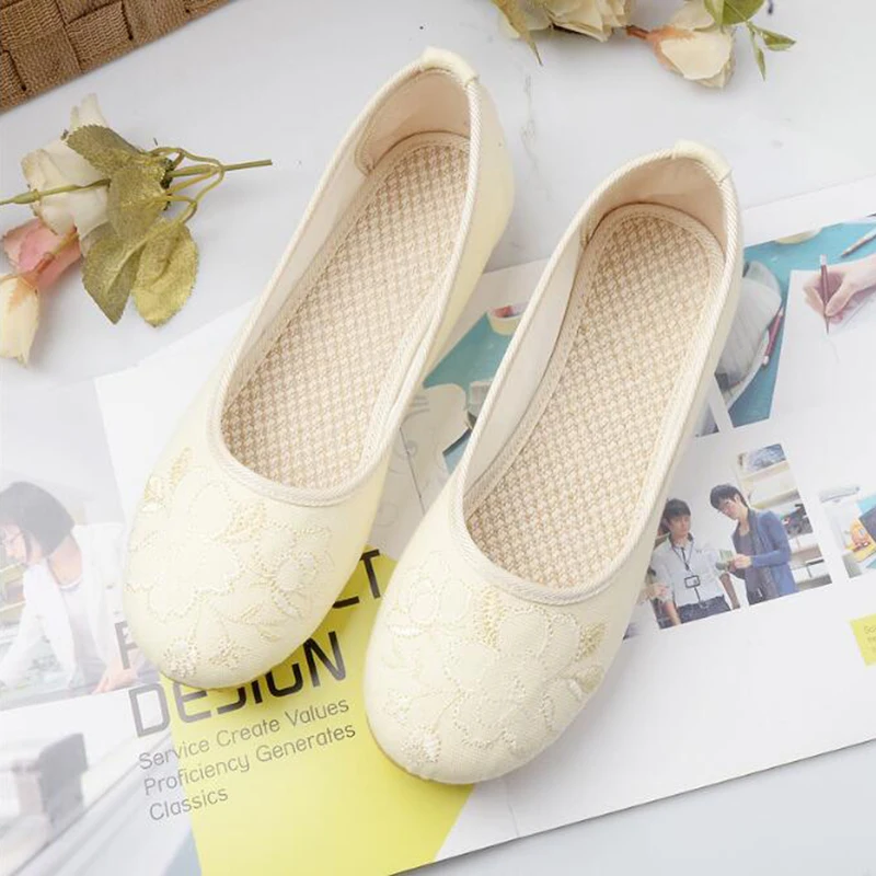 Women shoes new old Beijing cloth breathable cotton linen embroidery single non-slip national wind flat mm392 | Обувь
