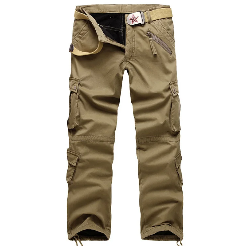 HEE GRAND/мужские повседневные теплые брюки карго средняя талия толстые плюс бархат