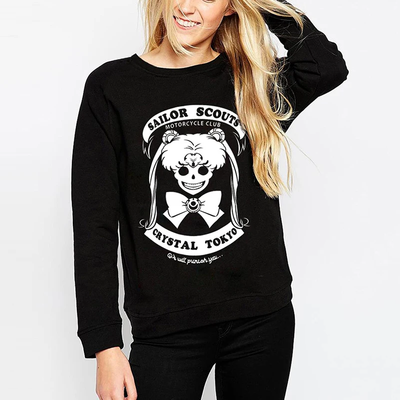 Зимние Для женщин Скелет девушки воин характер Толстовки кофты Черный