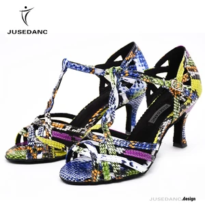 Туфли для латиноамериканских танцев для девочек, обувь для сальсы, кроссовки, обувь для джазовых танцев, леопардовые, JuseDanc