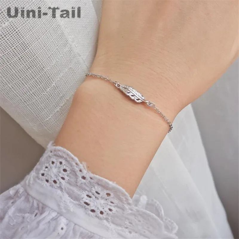 Новинка 2019 браслет Uini-Tail из стерлингового серебра 925 пробы с простыми перьями