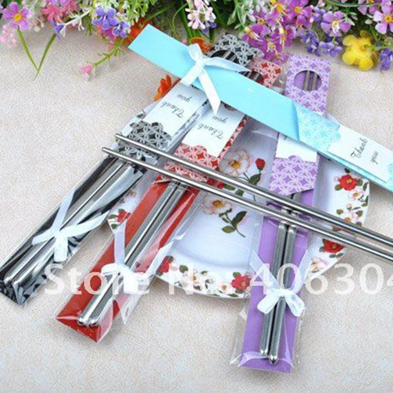 Китайские палочки для еды из нержавеющей стали красивая свадебная упаковка. 30