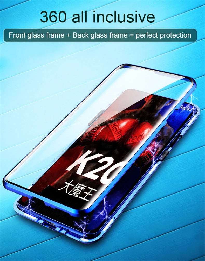 Передняя+ Задняя стеклянная 360 Защитный чехол для Xiaomi mi 9 mi 9 SE 9 T Pro Магнитный адсорбционный металлический корпус для Red mi Note 7 Pro K20 Pro