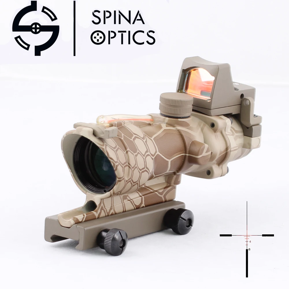 SPINA Оптика Тактический ACOG 4X32 стиль волоконный источник Красная светящаяся
