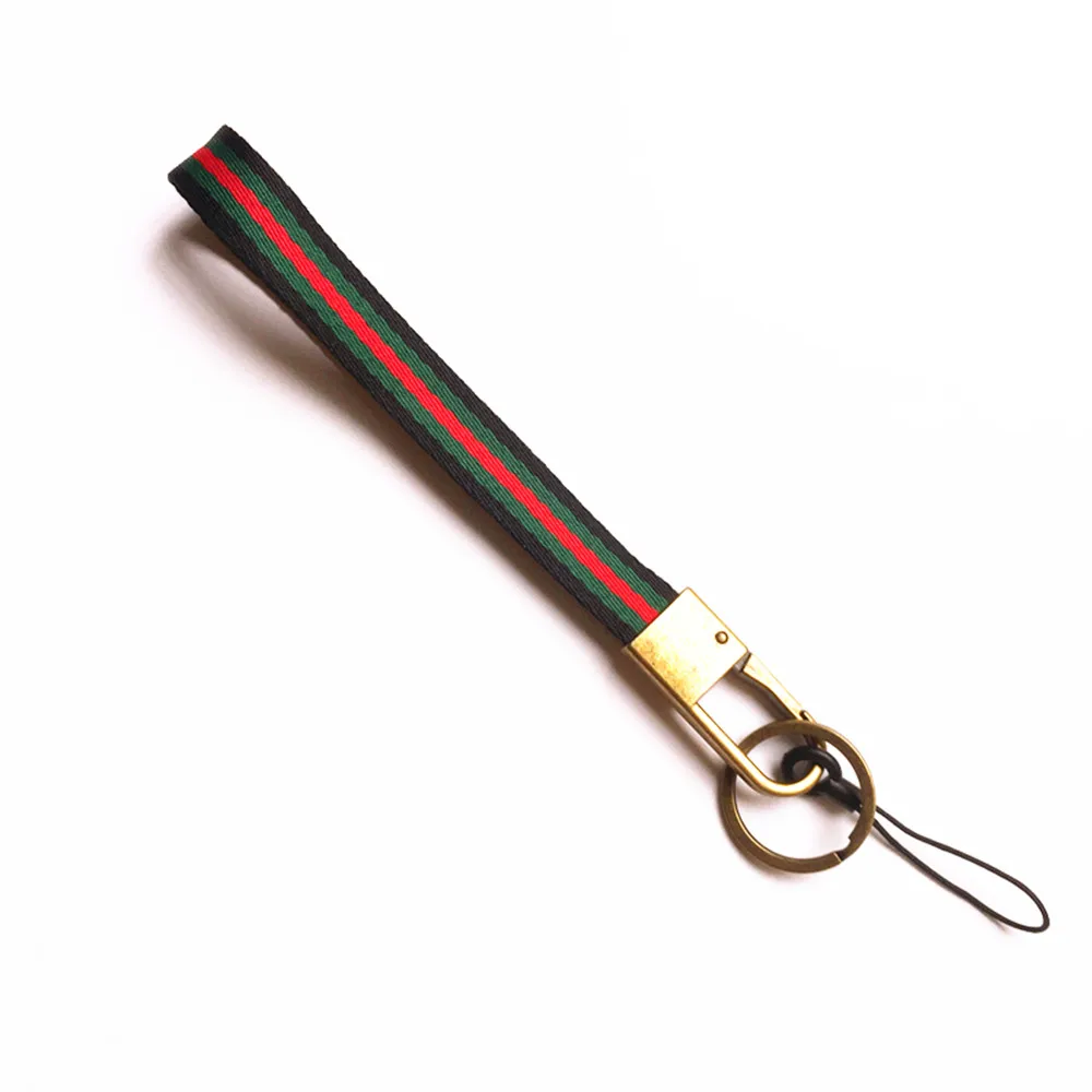 Soft Woven Stripe Neck Lanyard and Hand Wrist Strap for Cell Phone Camera KeyChain ID NameTag Badge Etc Device With Bronze Hook