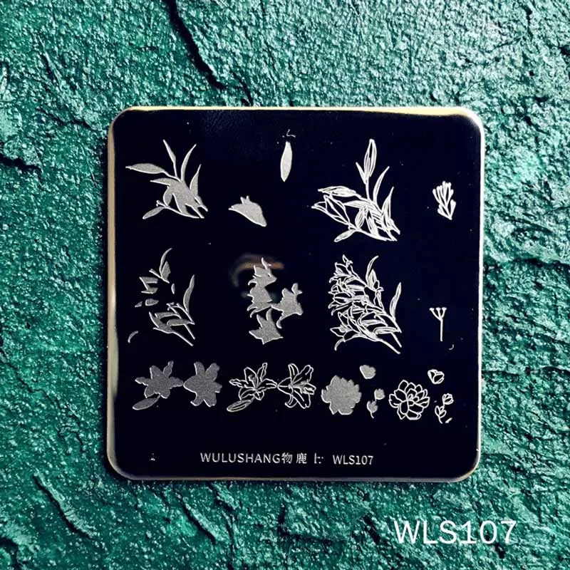 WLS107 Новые пластины для штамповки ногтей WULUSHANG квадратные пластины для ногтей из нержавеющей стали 6*6 см изображения для дизайна ногтей Konad штампы маникюрные для красоты - Цвет: WLS107