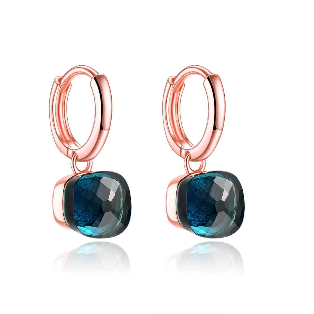 

Classic Rose Gold Color Drop Earrings Solid 925 Sterling Silver Blue Topaz Earring for Women Wedding Birthday Gift Jewelry