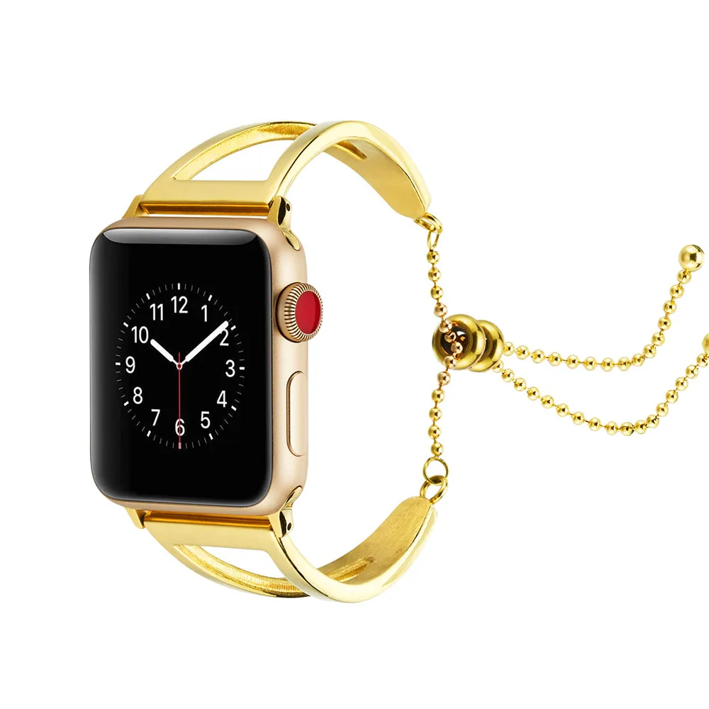 Для женщин браслет ремешок для наручных часов Apple Watch, версии 40/44/38/42 мм Нержавеющая сталь браслет для наручных часов iWatch серии 5 4 3 2 ювелирные изделия нержавеющей стали металлический ремень - Цвет ремешка: Gold