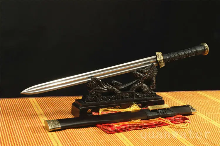 32&quot DAMASCUS FOLDED STEEL HANDMADE FULL TANG BLADE CHINESE SWORD | Swords