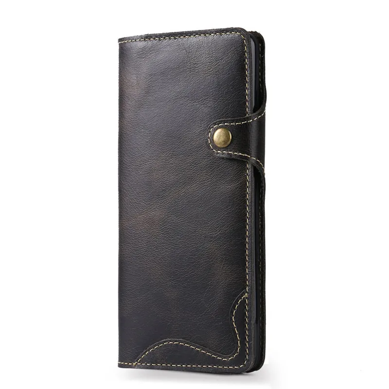 Black with Strap Роскошный чехол из натуральной кожи для samsung Galaxy S10 Lite S10E Note 8, Ретро Чехол-книжка с бумажником для samsung S9 S8 Plus Note 9 - Цвет: Black with Strap